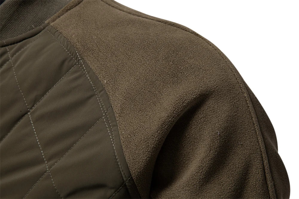 Men's Patchwork Thick Fleece Lined Baseball Bomber Jacket Winter Warm Outwear Jackets Coats for Men