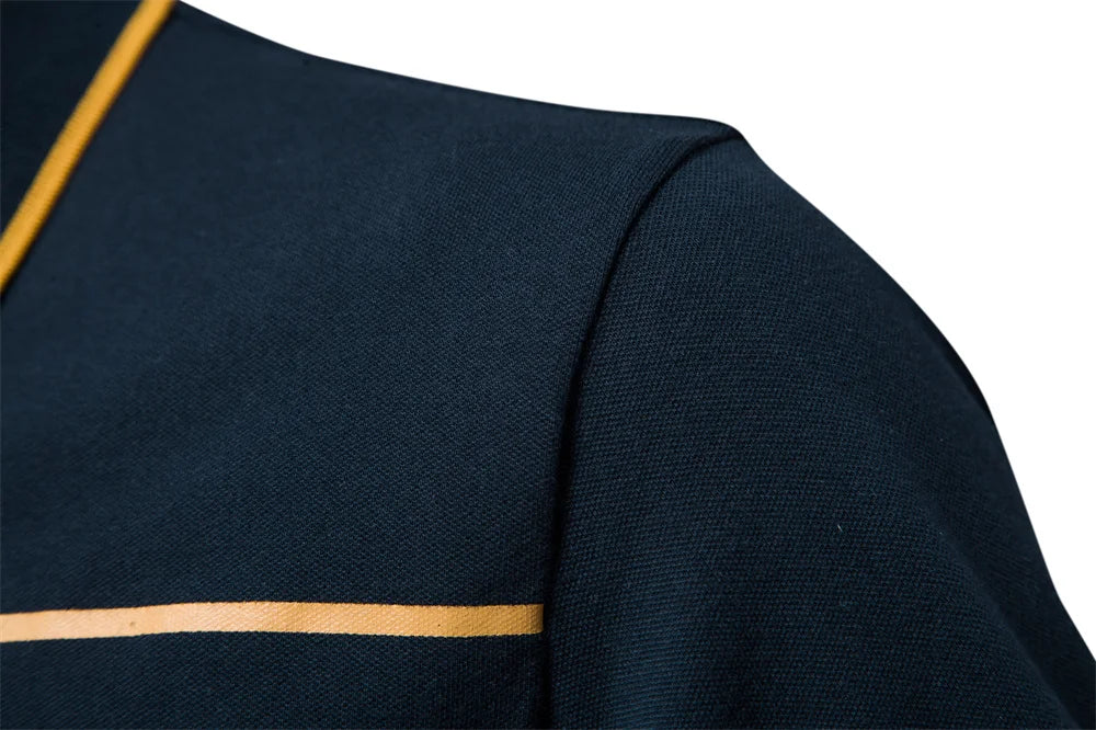Men's Polo Shirts Cotton Short Sleeve Striped Contrast Colour Polo Shirts for Men Brand High Quality Social Polos Male