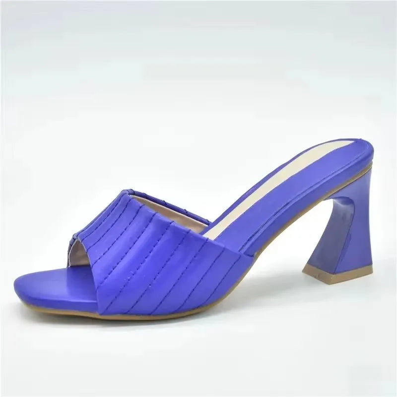 Italian Ladies Shoes Nigerian Women Shoes Pu Leather Sling Back Slipper for Party Open Toe Pumps High Heels Sexy Ladies