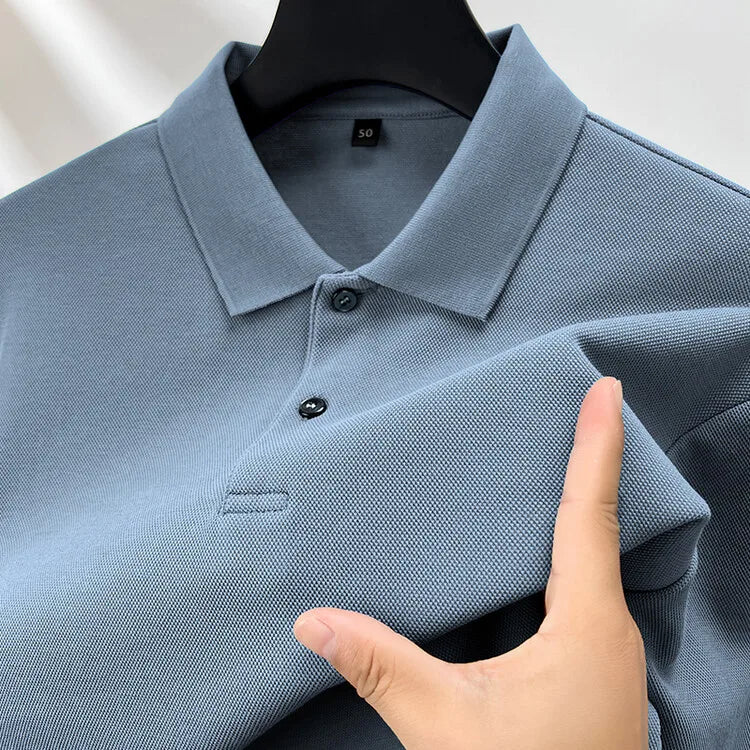 Men's 100% Cotton Polo Shirt, Four Seasons Universal Leisure Long Sleeve, Breathable Lapels T-shirt, Perfect and Durable for Golf Sports