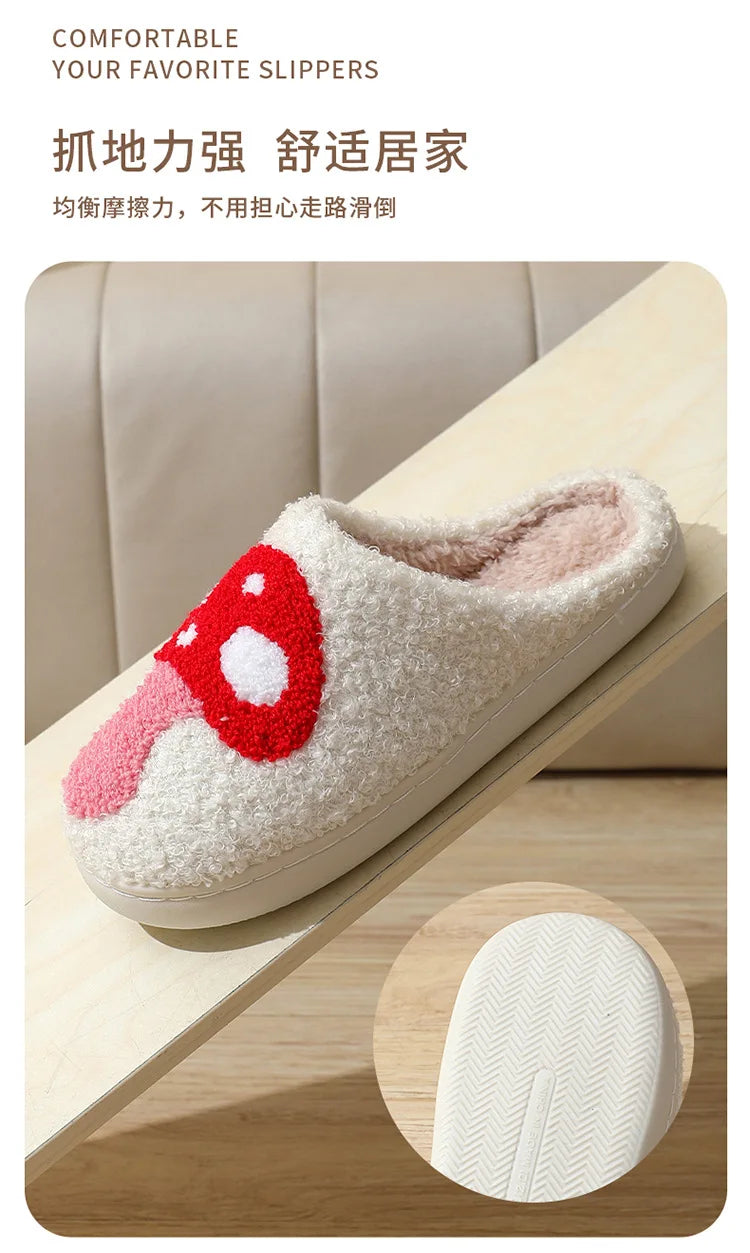 Unisex Christmas Winter Warm Cute Fluffy Slippers Suitable for Couple Bedroom Use and As Gift Cotton Shoes With Soft Sole Flat Shoes