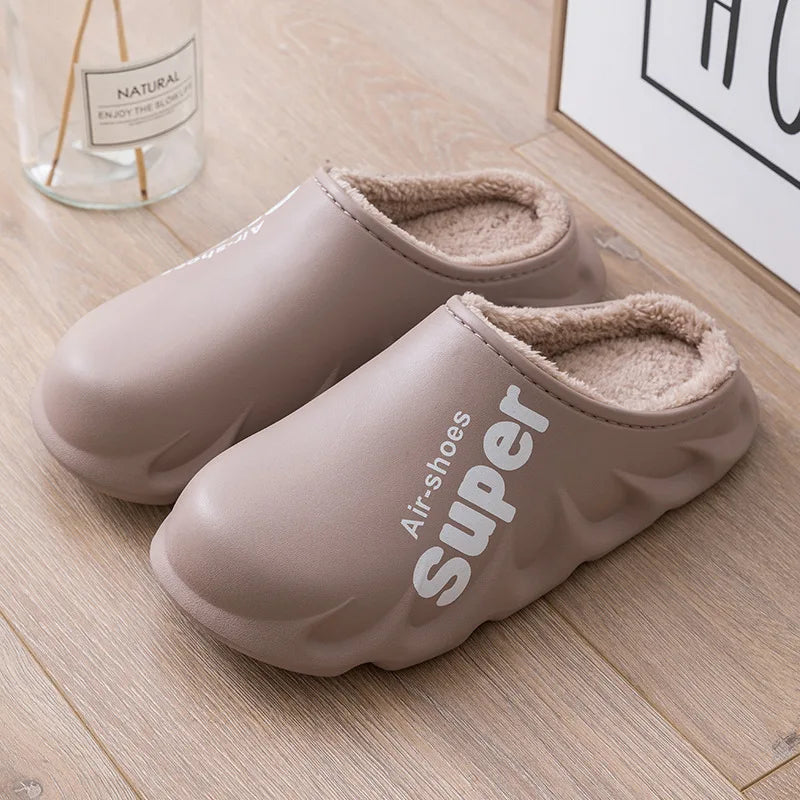 Unisex Winter Plush Sport Slippers Outdoor Waterproof Home Warm Fuzzy Slippers Suitable As Garden Shoes For Men & Women