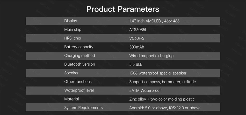 GPS Smartwatch 1,43" HD AMOLED-scherm Ingebouwde GPS Bluetooth-oproepen Waterdicht zwemkompas GPS-sportsmartwatch voor mannen