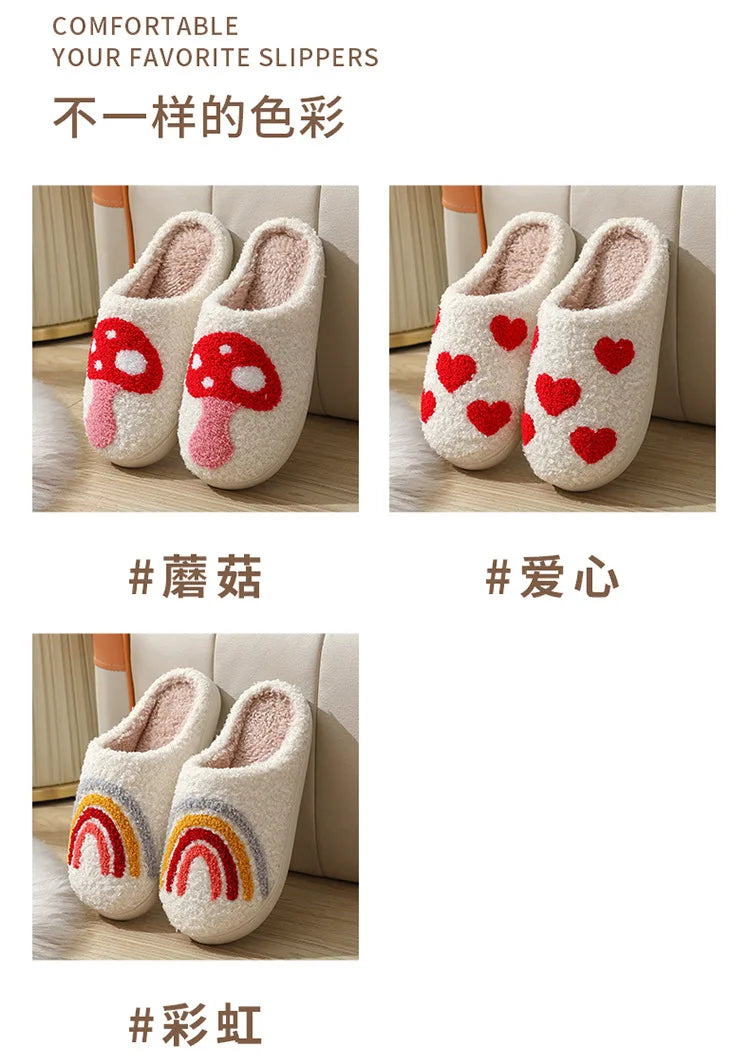 Unisex Christmas Winter Warm Cute Fluffy Slippers Suitable for Couple Bedroom Use and As Gift Cotton Shoes With Soft Sole Flat Shoes
