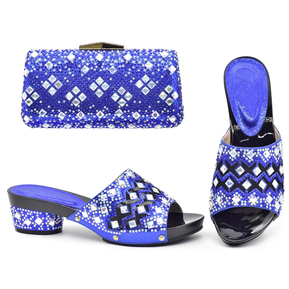 Italian Women Wedding Shoes and Bag Set Decorated with Rhinestone Shoes for Women 2025 Designer Luxury Elegant Pumps