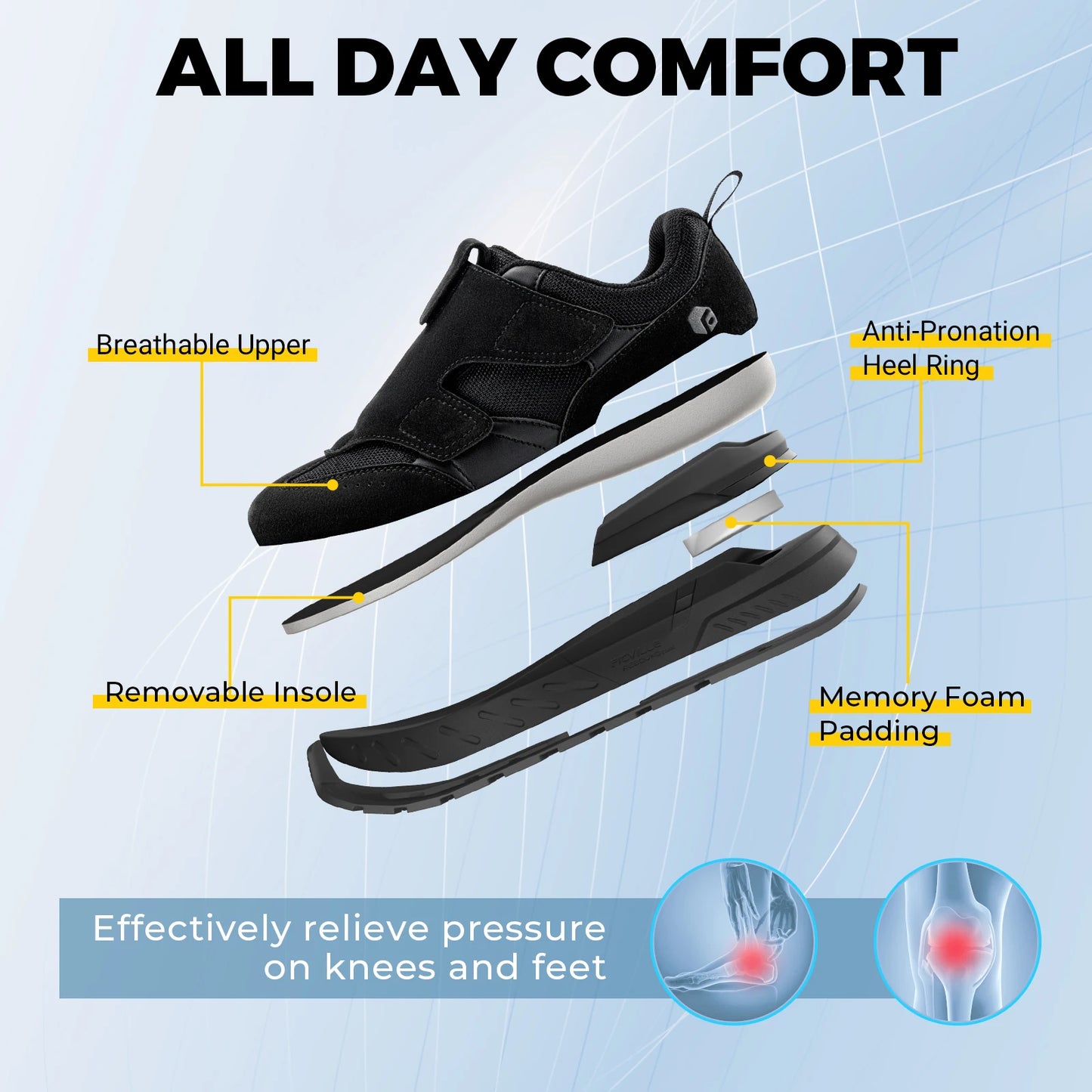 Women's Wide Foot Walking Shoes Sports Shoes Adjustable Easy to Put & Take Off for Wide Feet Lightweight sneakers