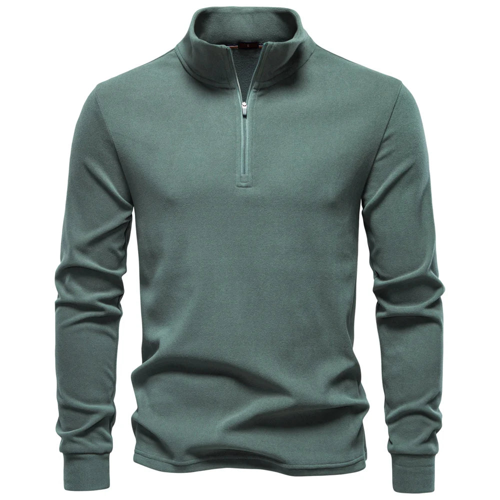 Men's Solid Colour Zipper Soft Shell Long Sleeve Sweatshirt Breathable Warm Pullover Casual Streetwear Jacket‌ For Men
