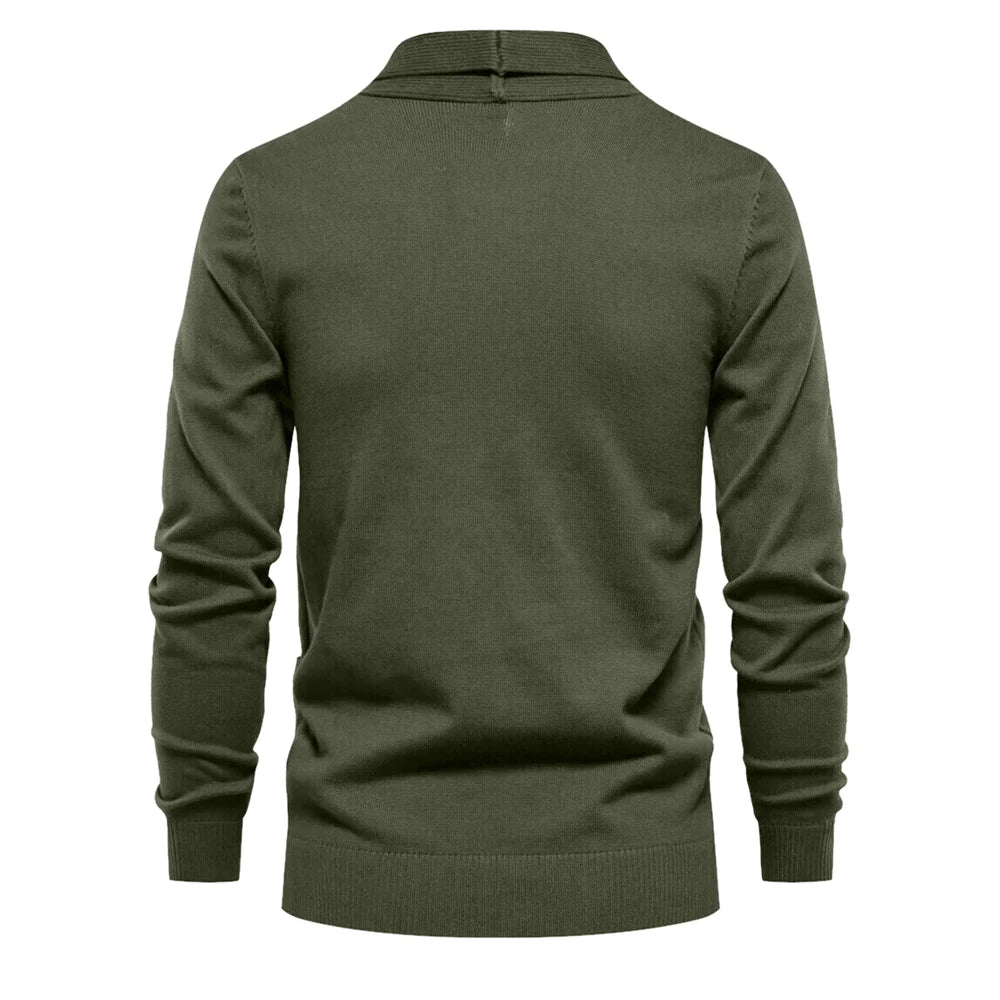 Men's Winter Cotton Cardigan Quality Sweater Fashion Turn Down Collar Knitted Sweaters for Men