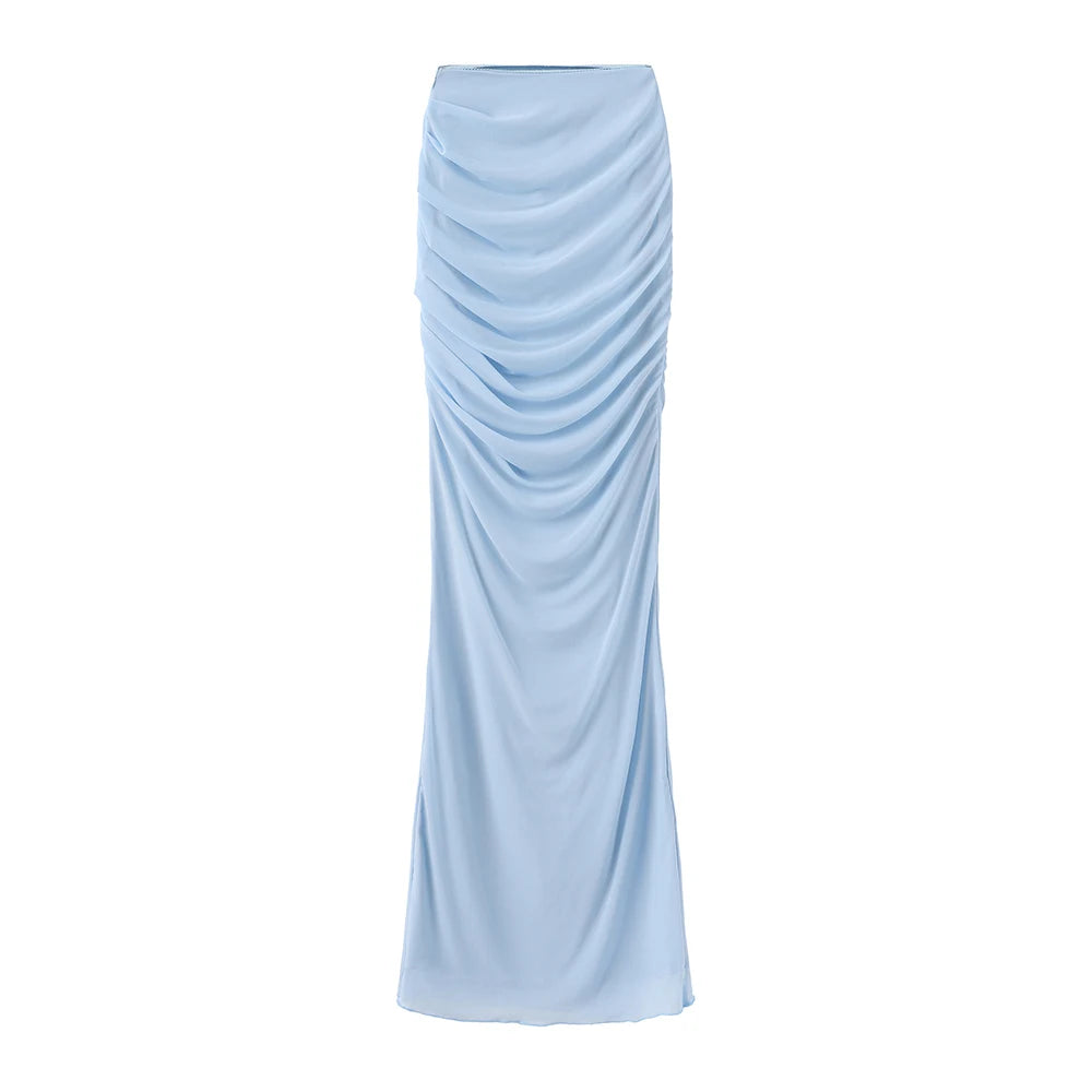 Elegant Women 2 Piece Dress Set 2024 Strapless Bodycon Crop Top and Maxi Skirt Set Formal Wedding Guest Party Dress