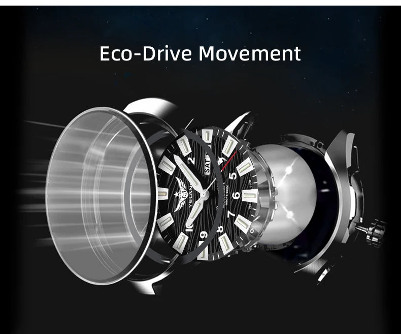 Yelang V1217 42mm Japan Eco-Drive Solar Watch Men's Watch 300M Diver Watch  30ATM Professional Waterproof  Sapphire Luminous