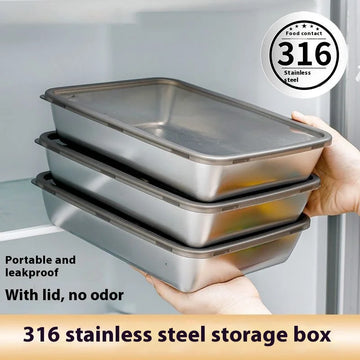 201 Stainless Steel Airtight Dumpling Storage Container with Lid - FoodGrade FreezerSafe Box for Meal Prep & Fridge Organization