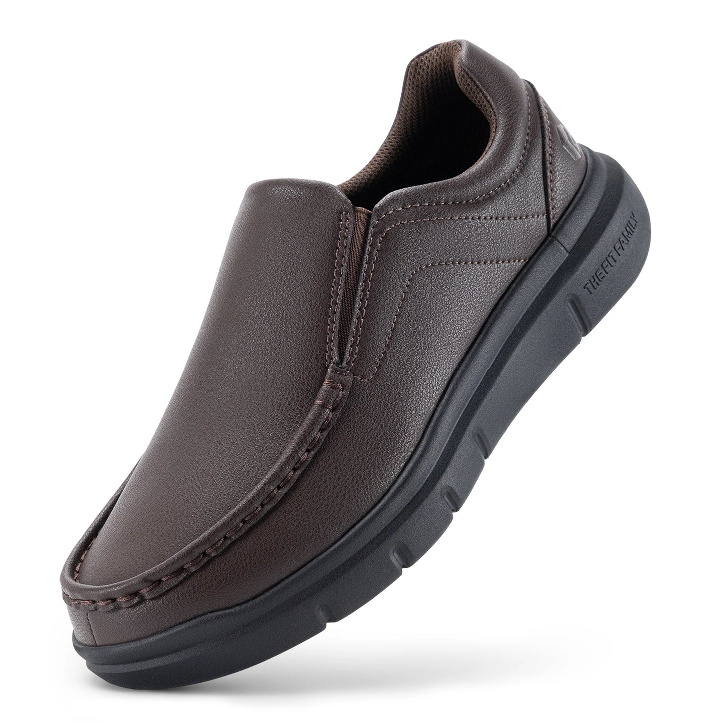 Men's Shoes Wide Width Leather Slip-On Casual Shoes Lightweight For Swollen Feet with Arch Support Pain Relief