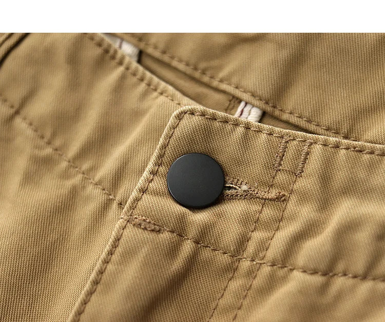Spring Autumn New American Retro Twill Amekaji Chino Cargo Pants Men's Simple 100% Cotton Washed Straight Casual Trousers