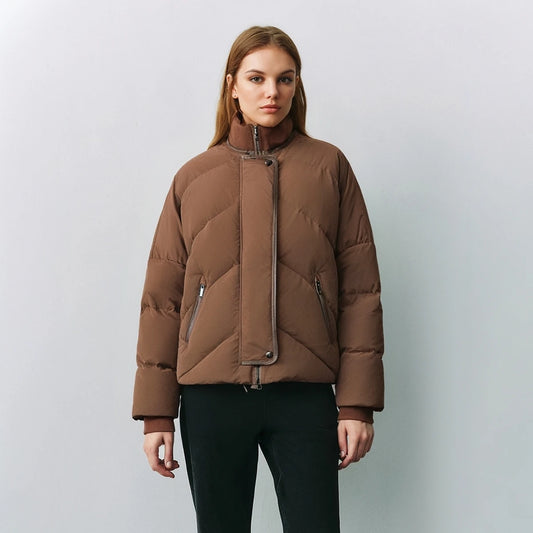 Women's High Quality Luxury Winter Puffer Jacket, White Goose Down Coats For Ladies