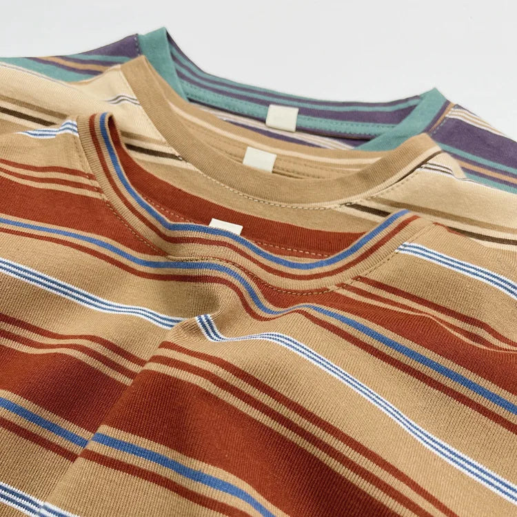 2025 Zomer Nieuwe Kinderen Korte Mouw T-shirts Katoenen Baby Jongen Meisje Casual Gestreepte T-shirts Peuter Veelzijdige Tops Kinderkleding
