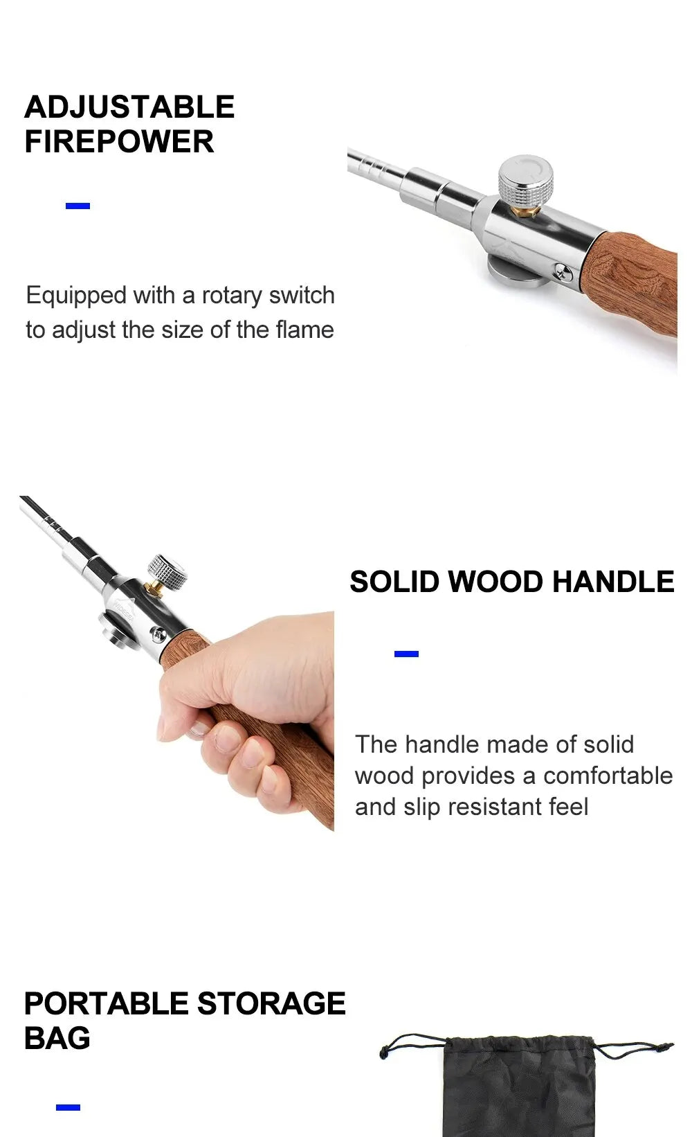 Camping Long Flame Igniter Outdoor Portable Wooden Handle Burner Picnic BBQ Gas Tank Spray Gun Removable Stove Toolkit