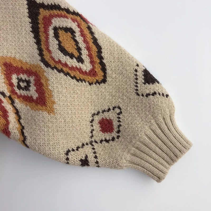 Herfst Winter Kleurrijke Raster Retro Kindertruien Vintage Jongens Warme Trui Dikke Meisjes Breiwerk Jas 1-6 Jaar Unisex