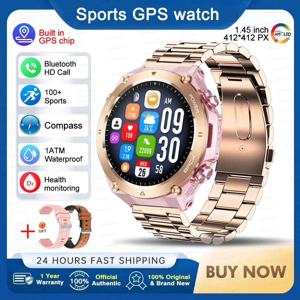 GPS Smart Watch Men Women Call Outdoor Sports Fitness Tracking Waterproof Watch Compass Heartrate Health Monitor Smartwatches