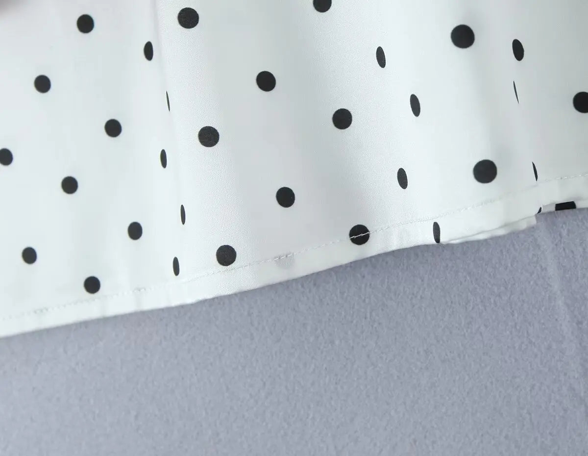 2025 Women Vintage Black White Polka Dot A-line Knee Length Skirt Sexy Low Waist Holiday Summer Skirts