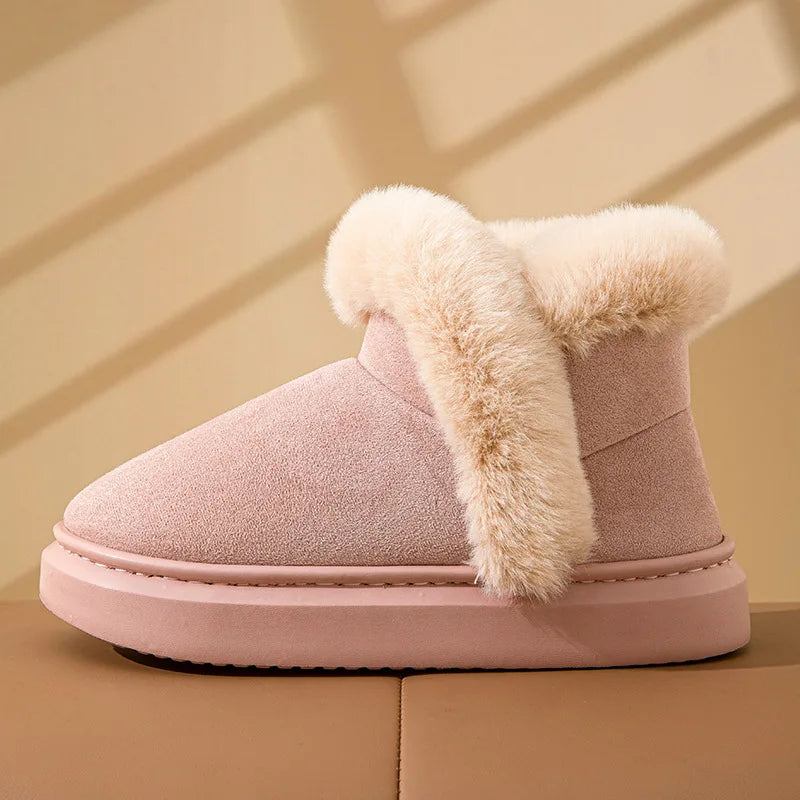 Women's Winter Warm Furry Snow Boots With Soft Plush Cosy Cotton Soft Bottom and Non-Slip Comfort Suitable For Home and Outdoor Use Ladies Shoes