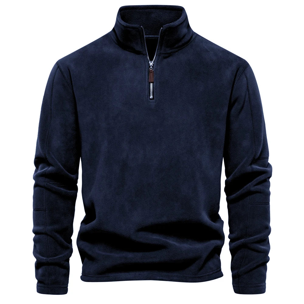 Men's Thickened Warm Fleece Sweatshirt Jacket Quarter Zipper Mock Neck Pullover Men's Sweatshirt Soft Shell Jacket