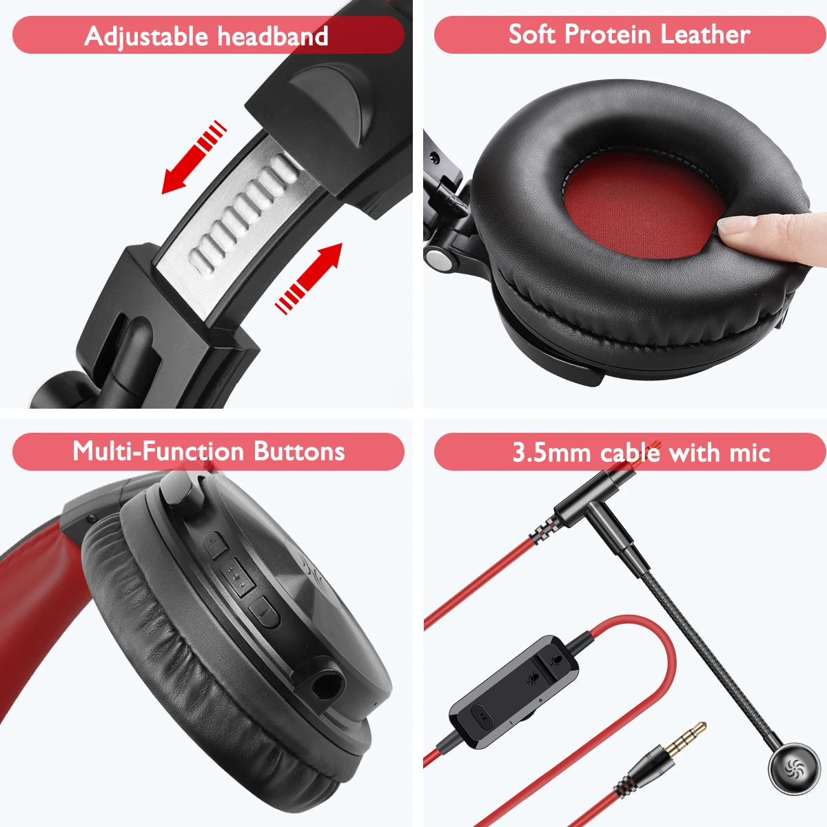 Oneodio Pro-M High-fidelity Wireless Headphones Stereo Gaming Headset with Mic 110H Playtime Foldable Bluetooth Headphones