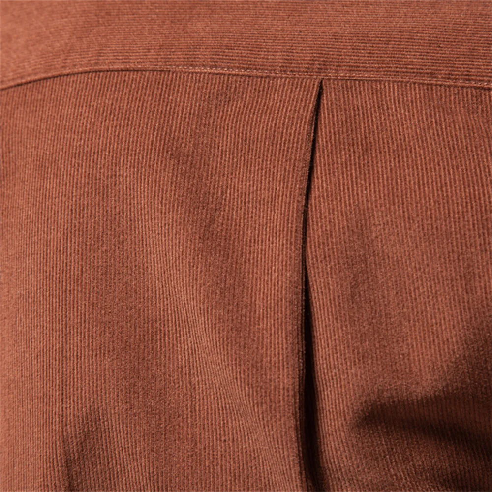 2025 Men's Corduroy 100% Cotton Solid Colour Autumn Winter Thickened Business Casual Long Sleeve Classic Male Shirt