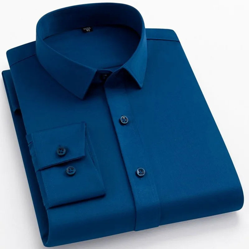 Non-iron Solid Office Shirts for Men Latest Anti-wrinkle Comfort Soft Business Without Pocket Smart Causal Purple Slim Fit Blous