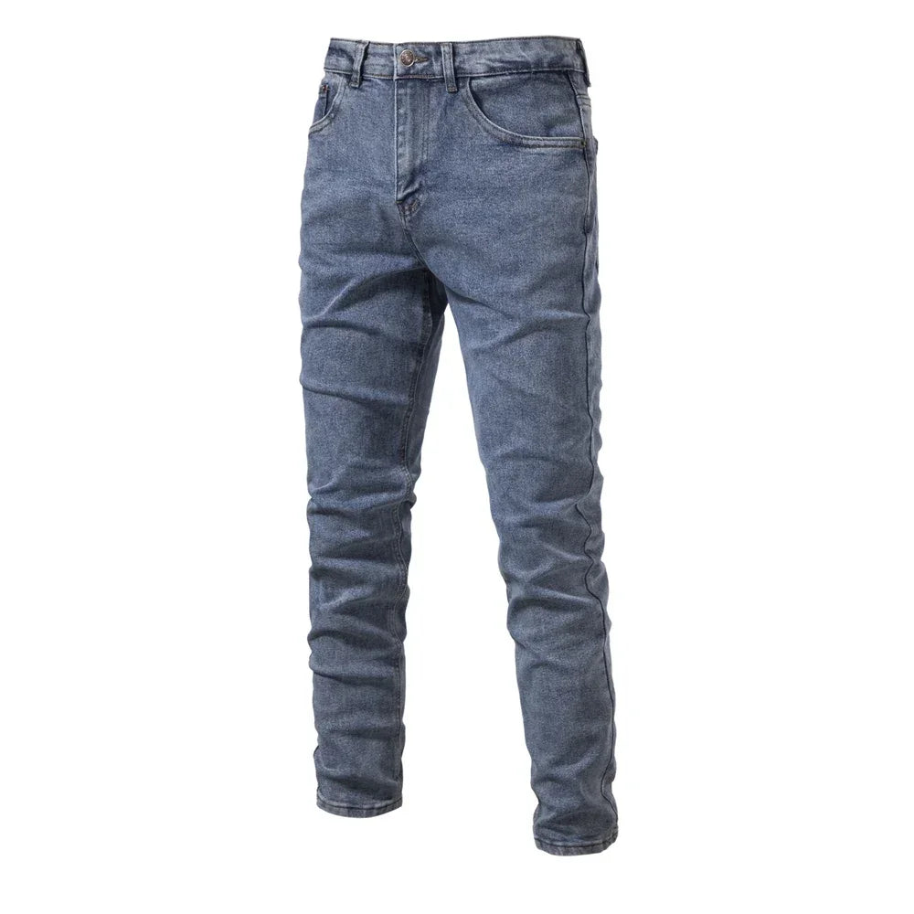 Men's Autumn Denim Jeans Pants Slim Fit Straight Quality Cotton Jeans Business Casual Denim Pants For Men