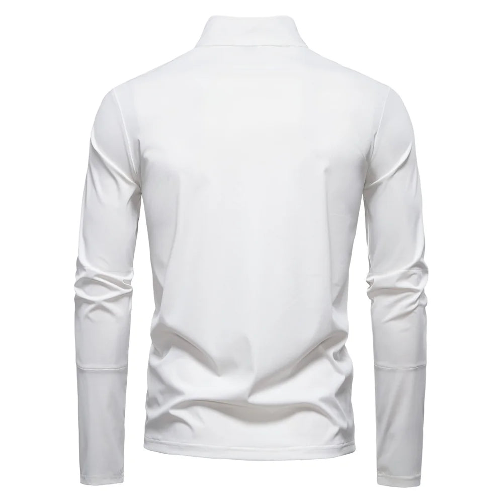 Men's UPF100+ Sun Protection Long Sleeve Shirt Solid Colour Zipper Outdoor Shirts Stand Collar Quick Dry T-Shirts