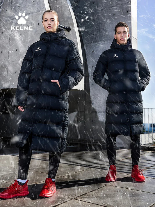 Men's Winter Jacket Long Sports Training Hooded Coat Outwear Warm Silk Cotton Windproof Cotton Clothing