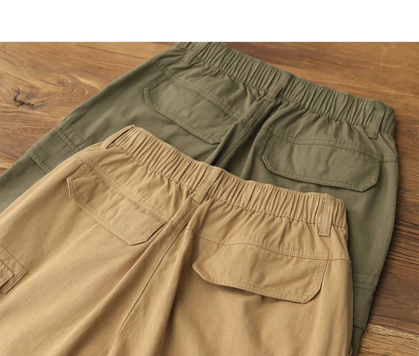 2025 Zomer Nieuwe Amerikaanse Retro Geweven Cargo Shorts Heren 100% Katoen Elastische Taille Trekkoord Casual Losse Rechte 5-punts Broek