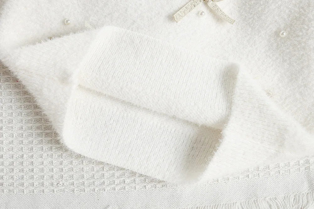 New Autumn Baby Knitwear Cute Girls Bow Bead Children's Sweater Thin Kids Clothes 9M-5T Girls