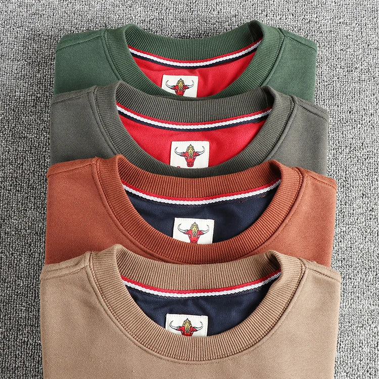 Autumn New American Retro Long Sleeve O-neck Letter Printed Sweatshirts Men's Fashion Washed Old Terry Pullover Casual Sportwear