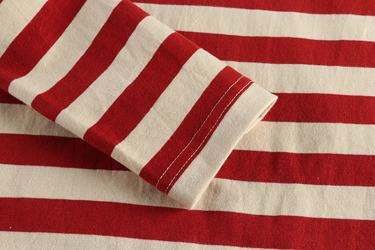 Autumn New American Retro 230g Heavyweight O-neck Striped T-shirt Men's Fashion 100% Cotton Washed Casual Loose Tough GuyTops