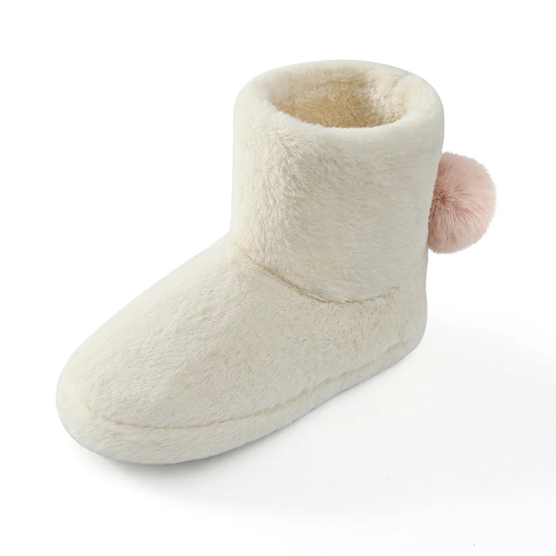 Women's Winter Warm Plush Cotton Boots Casual Fur Fluffy Snow Boots With Soft Comfort Non-Slip Sole Suitable As Snow Boots Cute Cotton Shoes
