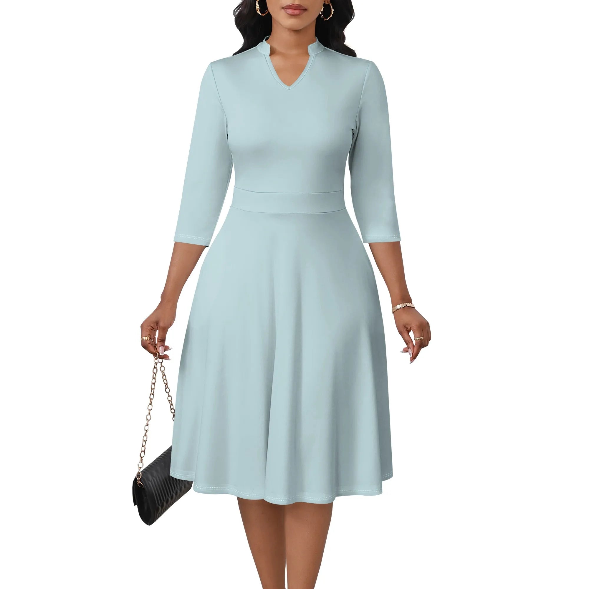 Women's Abstract Off Shoulder Maxi Dress 3/4 Sleeve Blue Gold Slit Party Evening