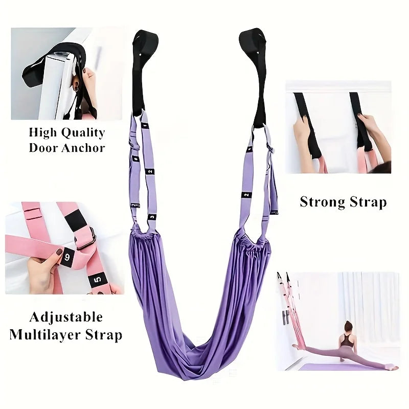 Yoga Strap Stretch Band, Elastic Fitness Rope, and Universal Back & Leg Belt For Home Backbend & Handstand Inversion Training Hammock
