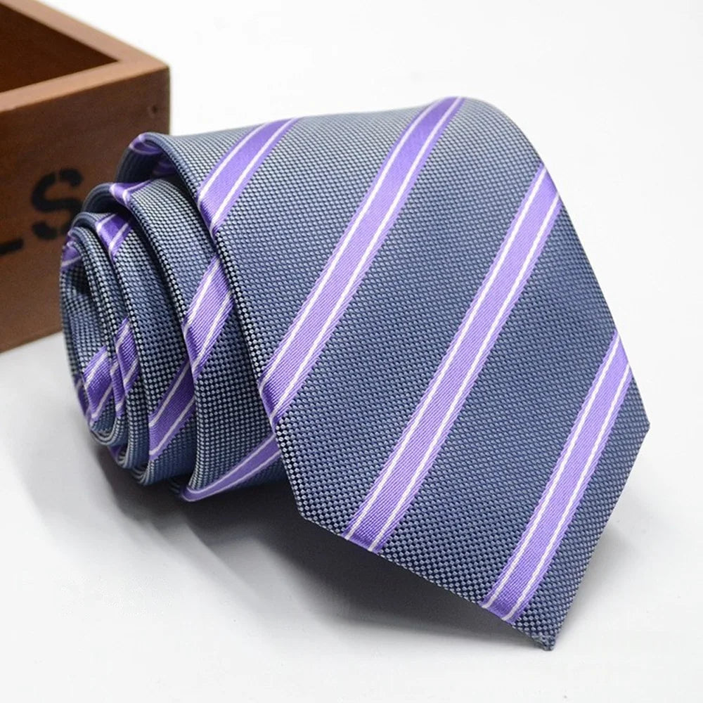 Men's Solid Colour Stripe Floral Jacquard Necktie 7-8cm Width Fashionable Daily Wear Cravat for Wedding Party Gift
