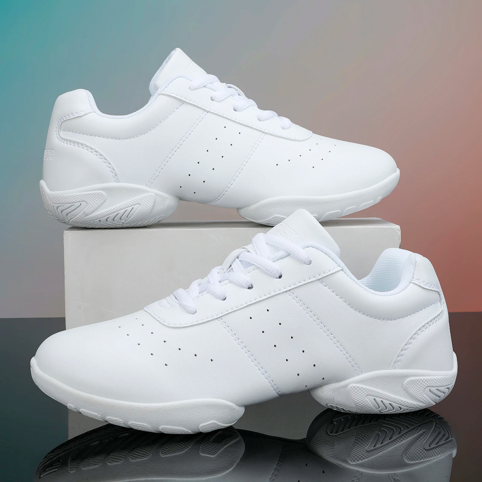 Witte dansschoenen voor meisjes, jazzsneakers, cheerleadingschoenen voor jongeren, atletiektraining, tennisschoenen voor kinderen, wedstrijdaerobicsschoenen