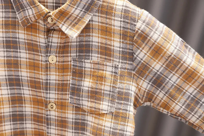 3-delige lente kinderkledingset, schattig dun vest + blouse + broek, meisjes, kleurblok, raster, bovenkleding, 1-3 jaar, unisex