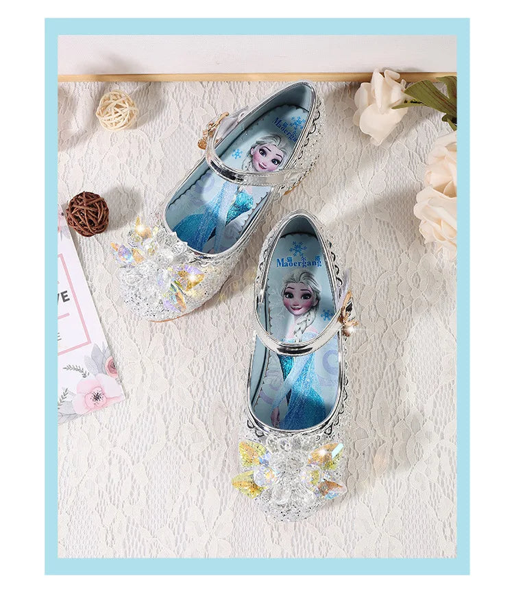 Fashion Elsa Princess Girl Shoes Frozen Cartoon Dress Shoes For Girls Fashion Party Shoes With High Heels Christmas Gifts