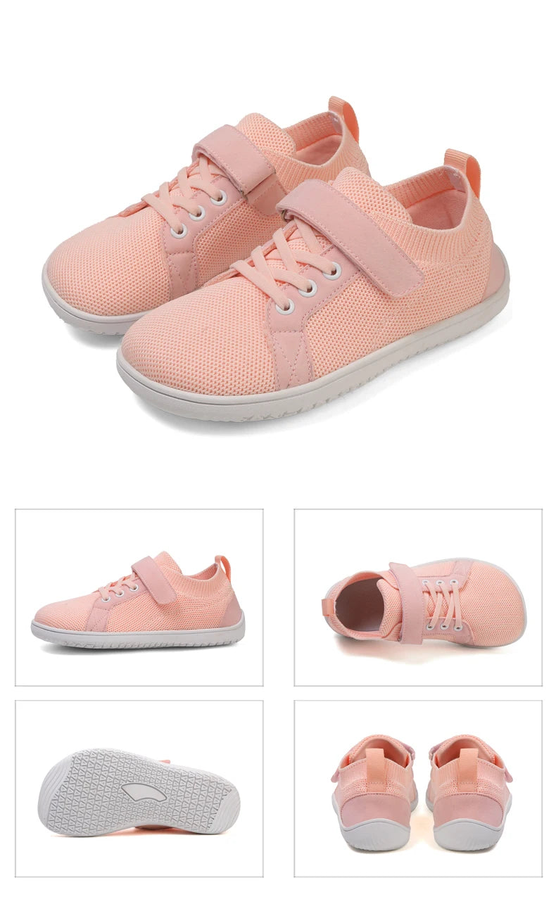 Wide Toe Barefoot Sneakers for Boys & Girls - Lightweight Non-Slip Kids Walking Skate Shoes Comfortable Breathable Soft Material