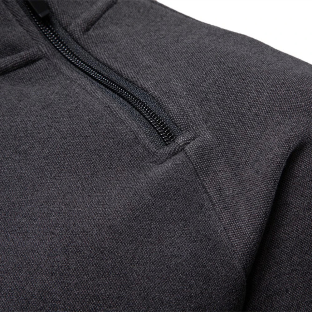 Mens Fashion Sweatshirt Y2K Inspired Solid Color Plush Lined Side Half Zip Winter Warm High Neck Street Style Hoodies for Men