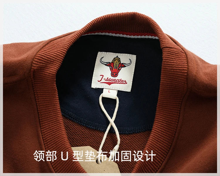 Autumn New American Retro Long Sleeve O-neck Letter Printed Sweatshirts Men's Fashion Washed Old Terry Pullover Casual Sportwear