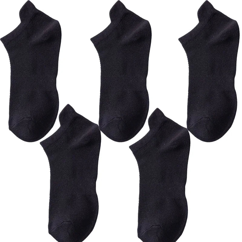 5 Pairs Summer Men's Cotton Short Mesh Harajuku Comfortable Solid Colour Casual Ankle Socks Male Net Sneaker Socks