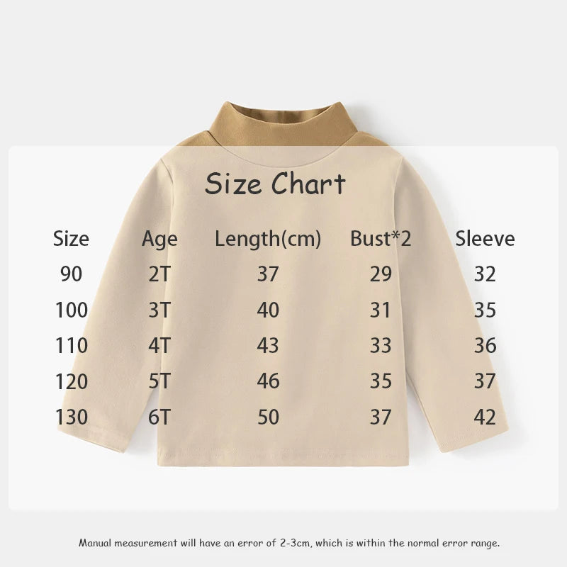 New Autumn Kids Bottoming Shirt 2-6T Children Solid Colour High Collar Undershirts Girls Boys Tops Unisex