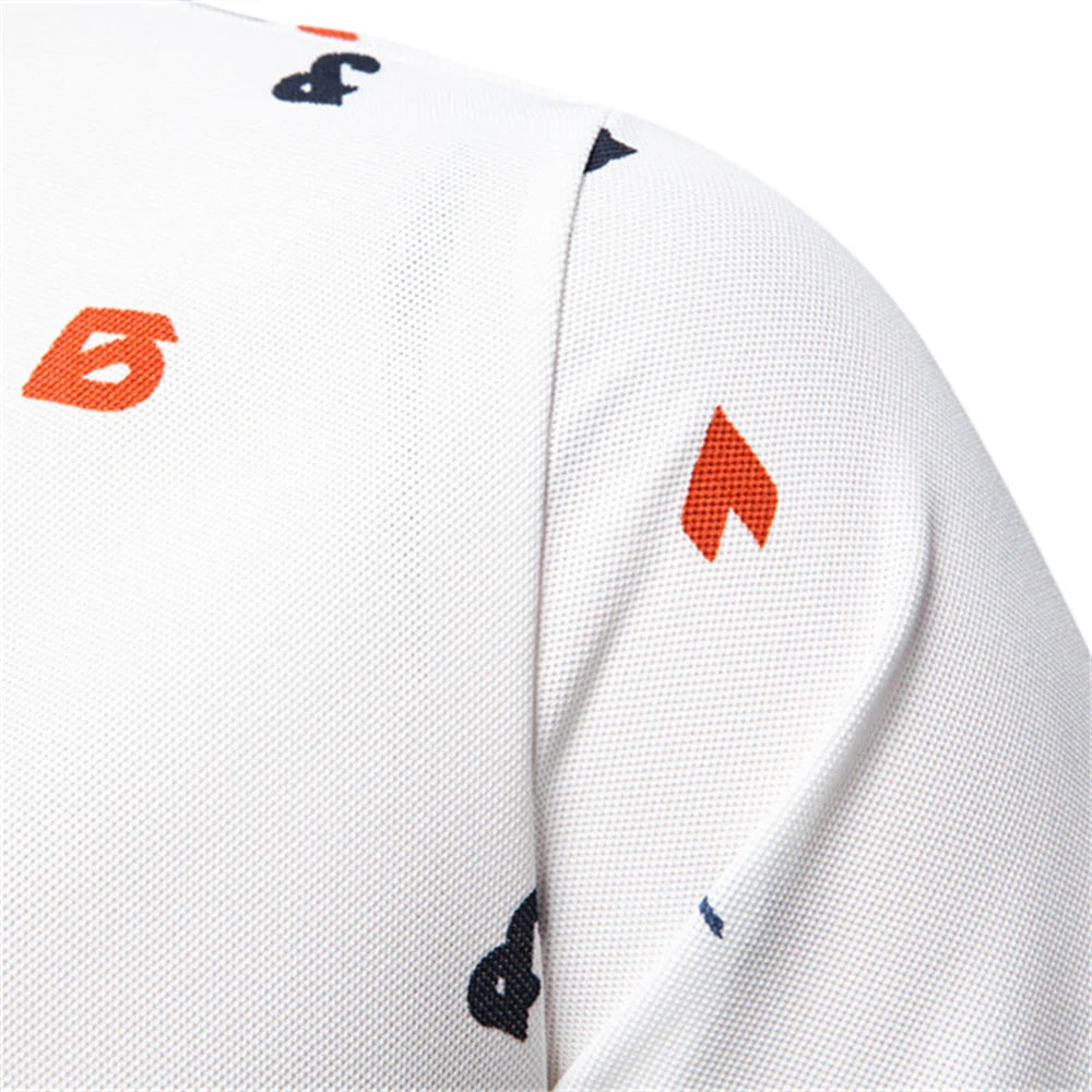 2025 Zomer Nieuw Heren Effen Poloshirt met Bedrukte Omslagkraag Casual Slim Fit Ademend Comfortabel Topje