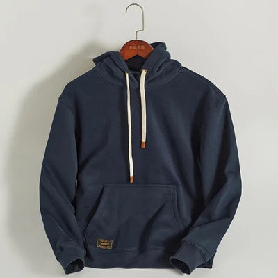 Autumn Winter American Retro Hooded Kangaroo Pocket Sweatershirts Men's Fashion Loose Casual Heavyweight Velvet Pullover Hoodies