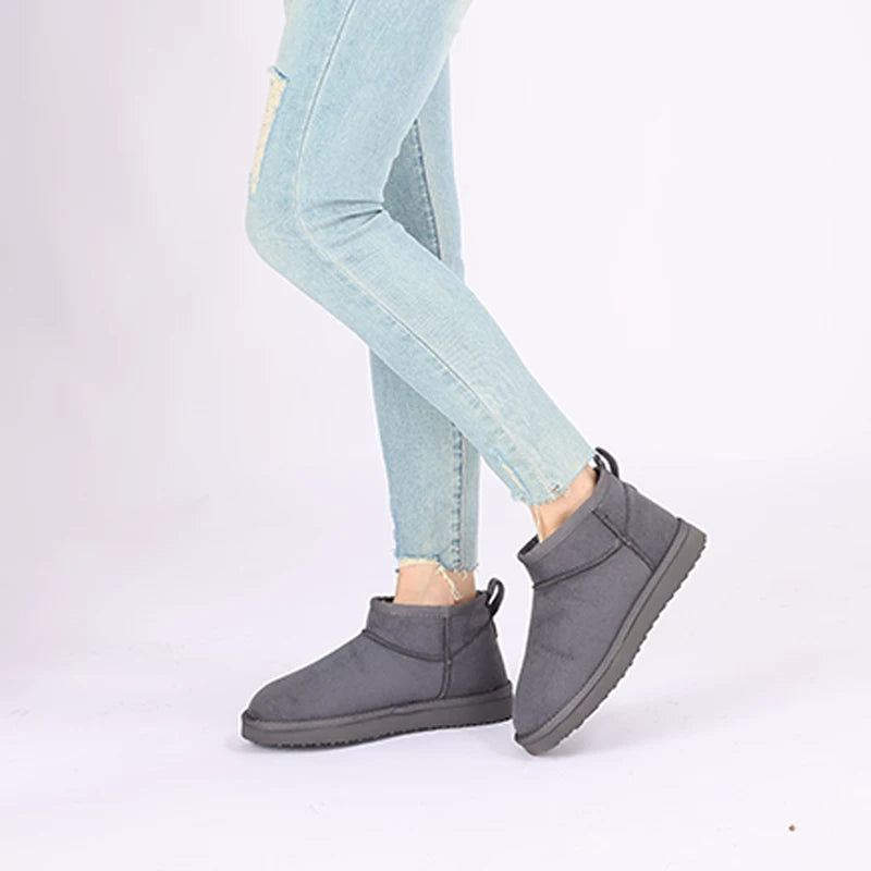 Women's Winter Snow Boots Classic Fur Plush Ankle Shoes Outdoor and indoor Use With Anti-Skid Warm Fuzzy Cotton Shoes